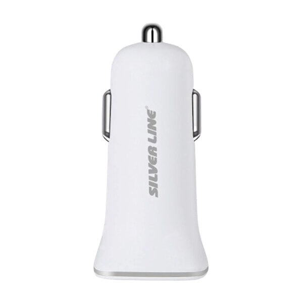 מטען לרכב עם כבל USB Type-C ו-2 יציאות Silver Line Car Charger - Smart - Lab & Mobile