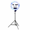 רינג לייט צבעוני 45 ס”מ RGB מקצועי ומתכוונן עם שלט וחצובה עד 2 מטר